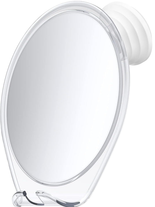 HONEYBULL Fogless Shower Mirror with Suction Mount & Swivel – Anti-Fog Acrylic Bathroom Mirror for Shaving – Built-in Razor Holder, Easy Install, Home Shower Accessory (White) - Available at All In One Marketplace Canada