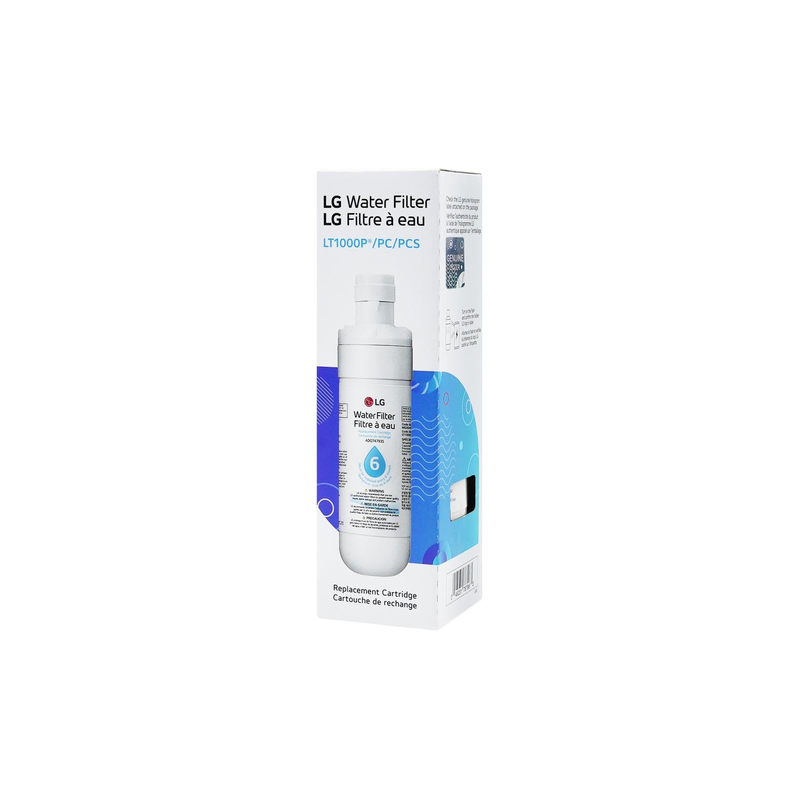 LG LT1000P ADQ74793501/AGF80300704/AGF80300705 6 Month / 200 Gallon Capacity Refrigerator Water Filter Replacement (NSF42, NSF53, and NSF401) - Available at All In One Marketplace Canada