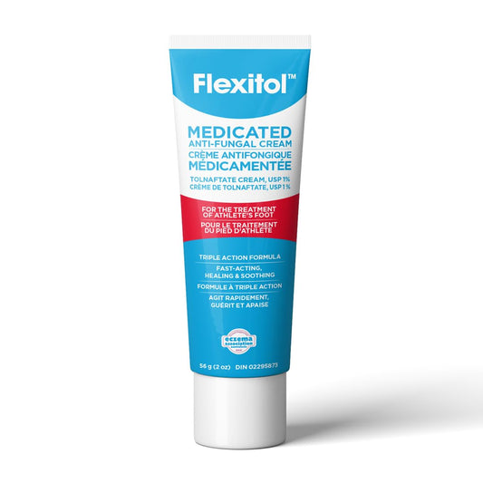 Flexitol Medicated Anti-Fungal Cream for Athlete's Foot - Best OTC Treatment for Foot Fungus & Fungal Infections, Effective Anti-Fungal Cream for Feet (56g) - Available at All In One Marketplace Canada