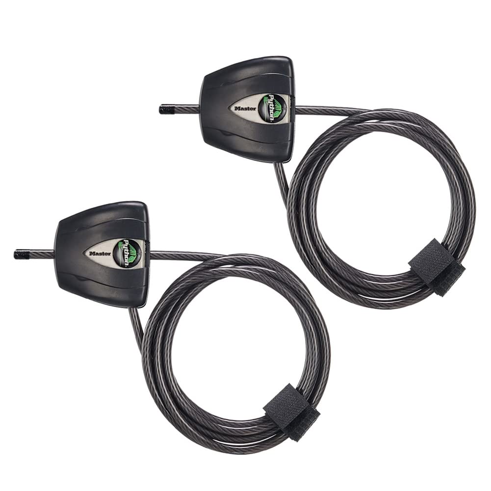 Master Lock Python Cable Lock, Cable Lock with Keys, Trail Camera and Kayak Locking Cable, 2 Pack, 8417T,Black Master Lock