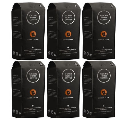 Kicking Horse Coffee Grizzly Claw Dark Roast Whole Bean – 1 lb (6-Pack) | Organic, Fairtrade, Kosher