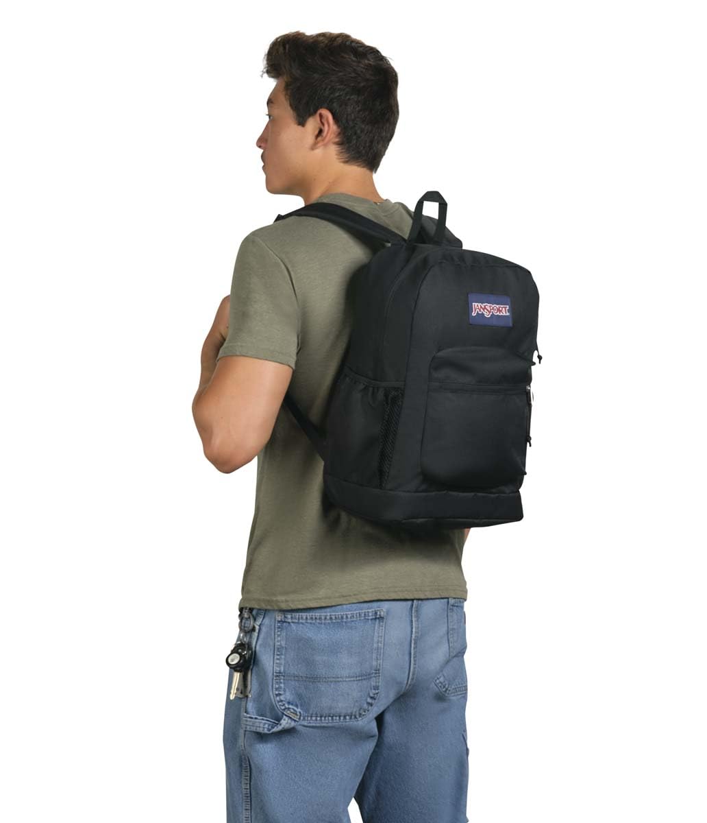 JanSport Cross Town Plus Backpack - Large Main Compartment, Side Water Bottle Pocket, 15-Inch Padded Laptop Sleeve - Black