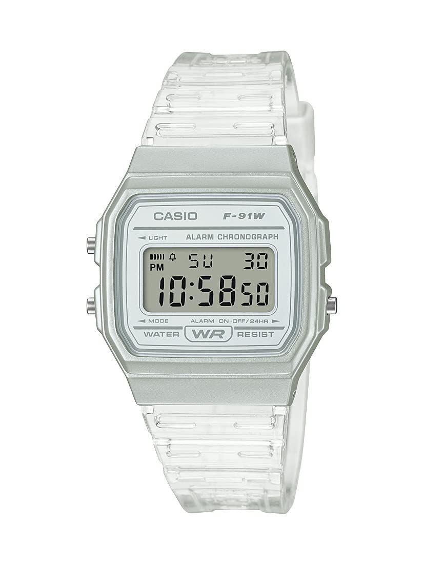 Casio Quartz Watch with Resin Strap, Clear, 20 (Model: F-91WS-7CF) Casio