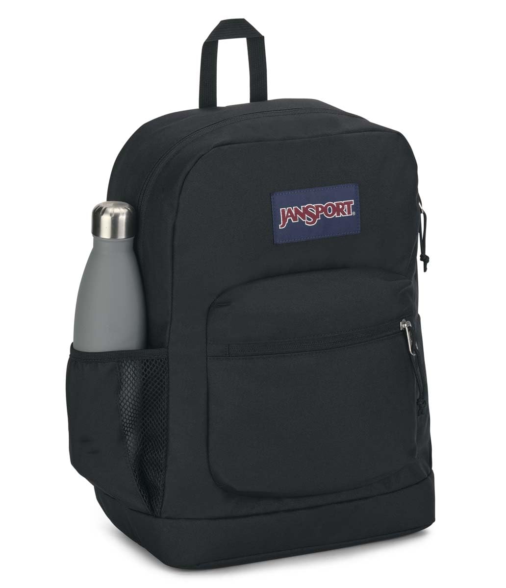 JanSport Cross Town Plus Backpack - Large Main Compartment, Side Water Bottle Pocket, 15-Inch Padded Laptop Sleeve - Black