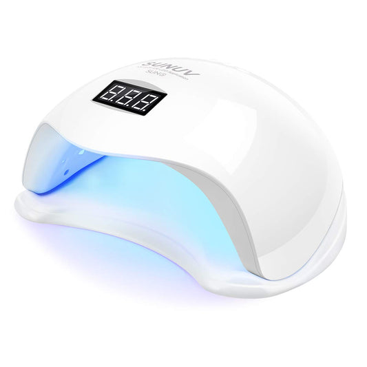 SUNUV UV Light for Nails, UV LED Nail Lamp with 4 Timer Settings, Compatible with All Gel Polish, Auto Sensor LCD Display Removable Base, SUN5