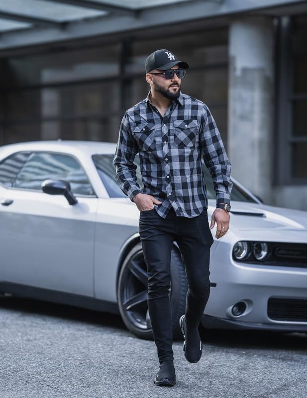TARAINYA Men's Flannel Plaid Button Down Long Sleeve Shirt with Pockets 🍁 All In One Marketplace Canada
