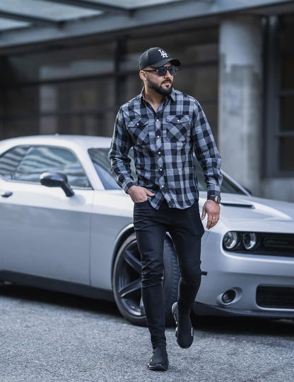 TARAINYA Men's Flannel Plaid Button Down Long Sleeve Shirt with Pockets 🍁 All In One Marketplace Canada