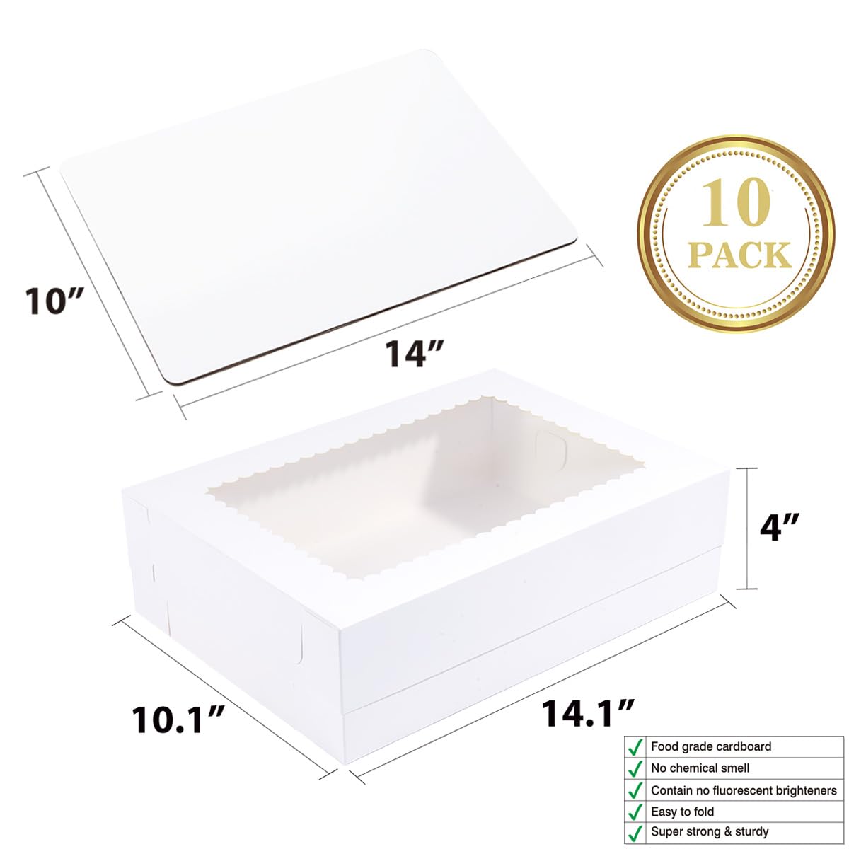 Huoshange 14x10x4 Inches 10 Pack Cake Boxes with Cake Boards 🍁 All In One Marketplace Canada