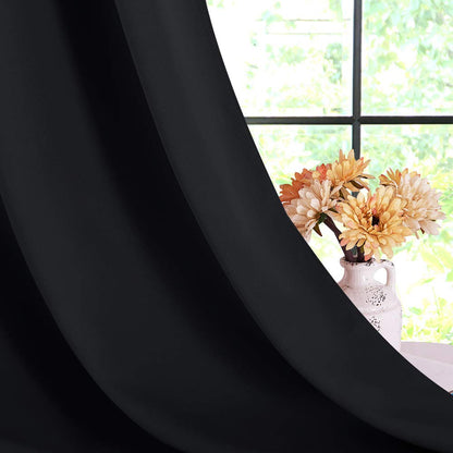 NICETOWN Blackout Draperies Window Curtain Panels for Winter - Thermal Insulated Solid Grommet Blackout Curtains/Drapes for Living Room (Set of 2,42 Inch by 54 Inch,Black) 🍁 All In One Marketplace Canada