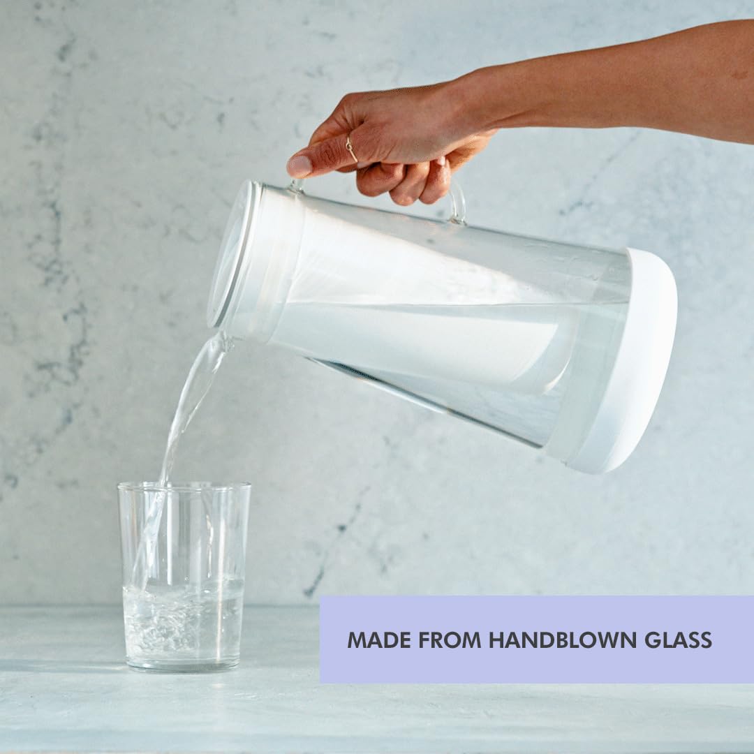 LifeStraw Home – Water Filter Pitcher, 7-Cup, Glass with Silicone Base, Stormy Blue, for Everyday Protection Against Bacteria, parasites, microplastics, Lead, Mercury, PFAS and a Variety of Chemicals
