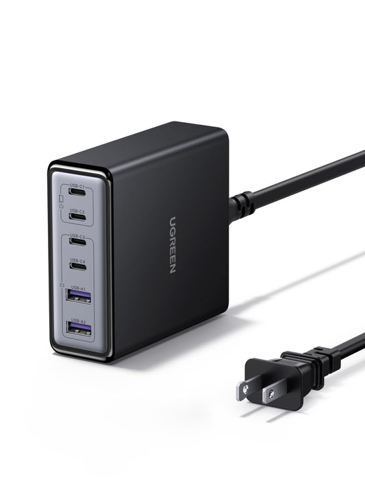 UGREEN 100W 6-Port GaN USB C Charging Station, Desktop Charger Block with 4 USB C and 2 USB A Fast Charging Compatible for MacBook Pro/Air, XPS, iPad, iPhone 17/16, Galaxy S26/S25/S24, Pixel 10/9