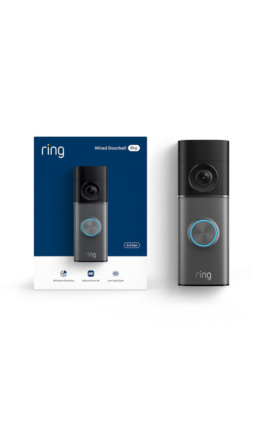 Ring Wired Doorbell Pro (Newest Model) — Retinal 4K with wide-angle video, 10x Enhanced Zoom, and Low-Light Sight, Deep Silver