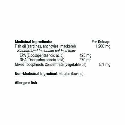 THORNE Super EPA - Omega-3 Fatty Acids EPA 425mg and DHA 270mg Supplement - Support Brain, Cardiovascular, Joints, and Skin* - Gluten-Free, Dairy-Free, Soy-Free - 90 Gelcaps - Available at All In One Marketplace Canada