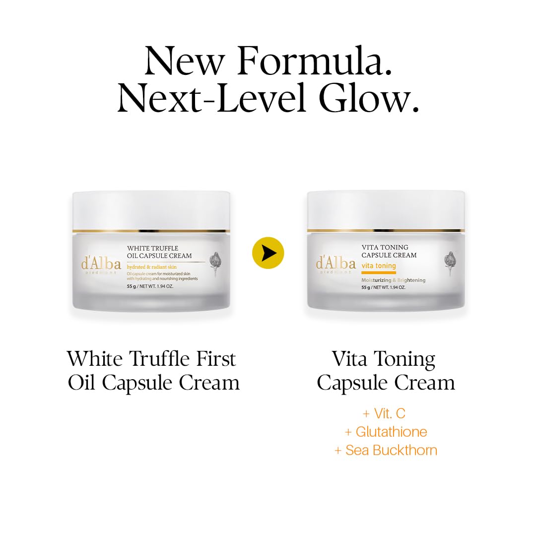 d'alba Piedmont Vita Toning Capsule Cream, Glass Skin with Vita-Cera Oil Capsules, Deep Hydration Face Moisturizer (55g) - Available at All In One Marketplace Canada