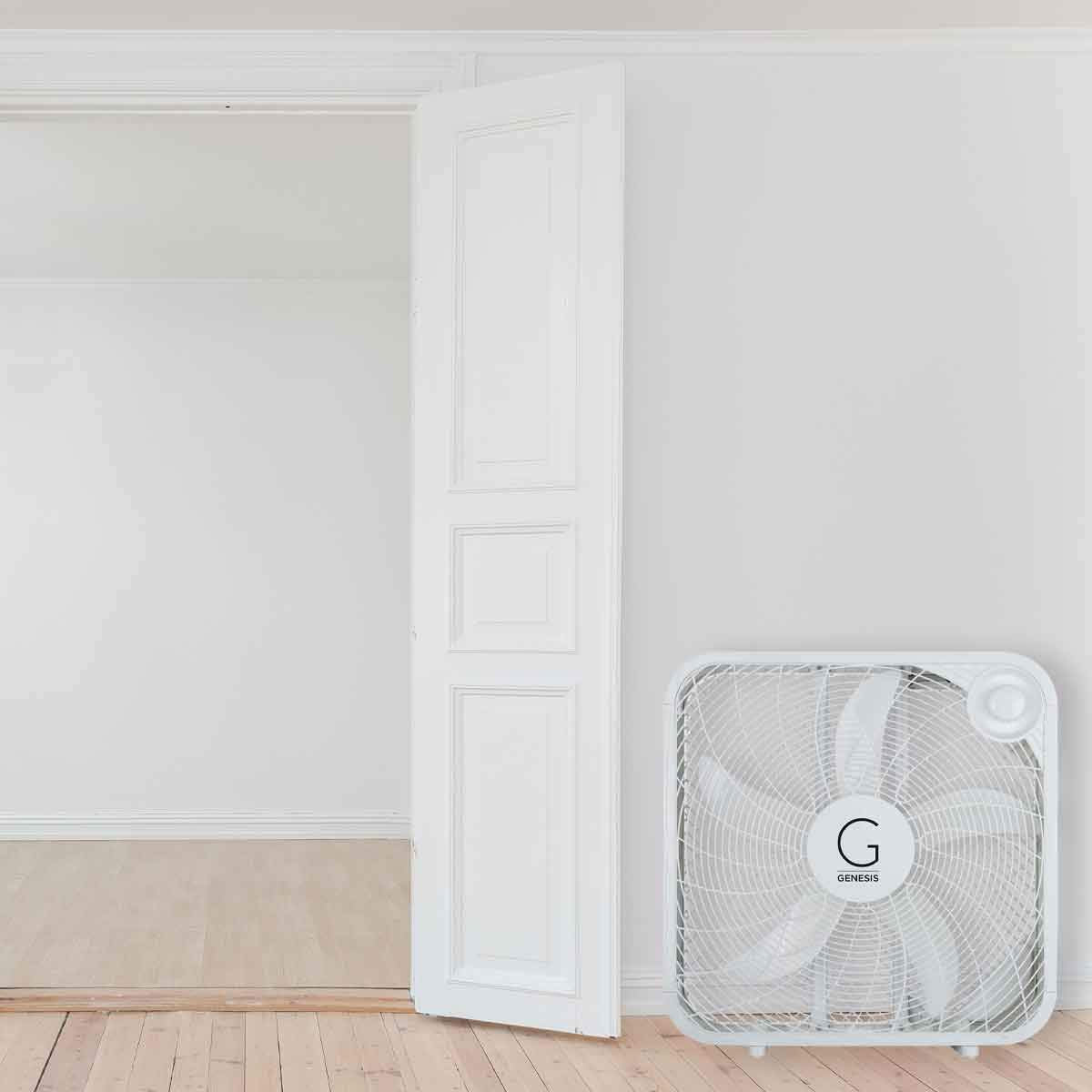 Genesis 20" Box Fan, 3 Settings, Max Cooling Technology, Carry Handle, White (G20BOX-WHT) Genesis