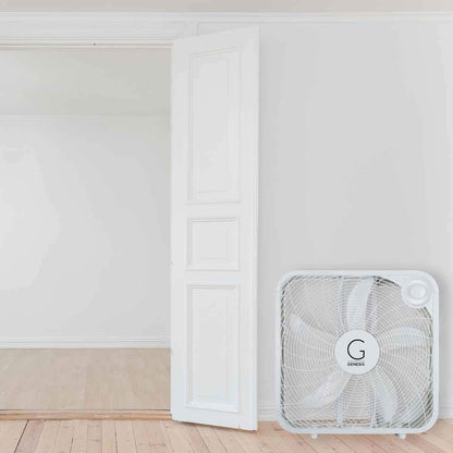 Genesis 20" Box Fan, 3 Settings, Max Cooling Technology, Carry Handle, White (G20BOX-WHT) Genesis