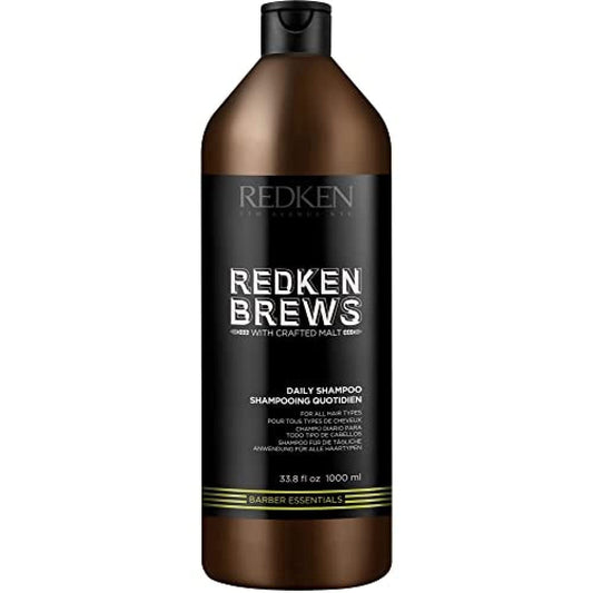 Redken Brews Shampoo, Daily Shampoo For Men, Lightweight Cleanser For All Hair Types,With Protein, Moisturizing, Essentials for Men, Perfect for Suitcase or Gym, 1000 ML - Available at All In One Marketplace Canada