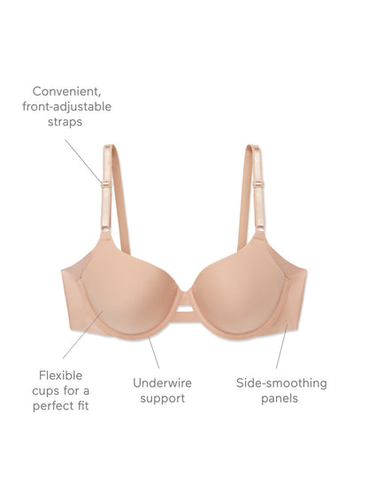 Warners Women's Blissful Benefits Side Smoothing Underwire Bra, Toasted Almond, 36C 🍁 All In One Marketplace Canada