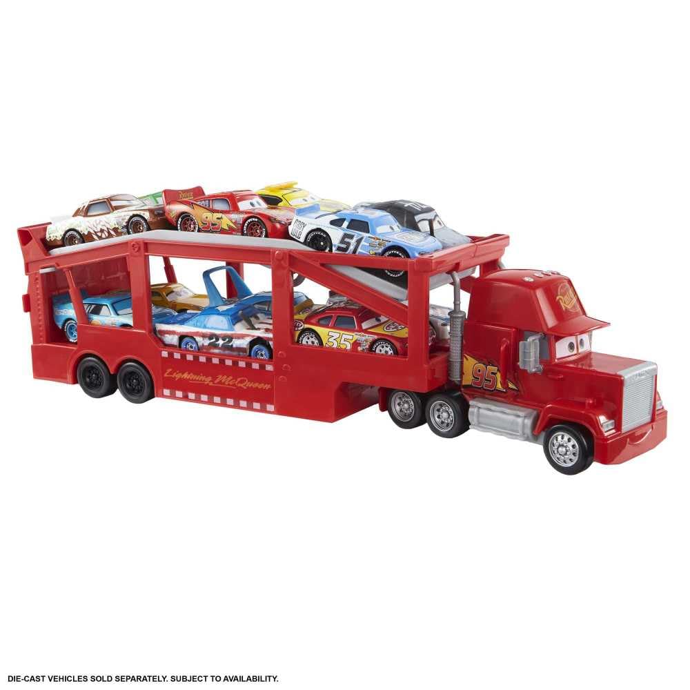 Mattel Disney Pixar Cars Mack Hauler, 13-inch Toy Transporter Truck with Ramp & Carry Storage for 12 Vehicles, Toy for Kids Ages 4 Years Old & Up Mattel