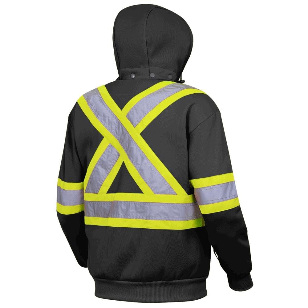 Pioneer Hi Vis Hoodie For Men - Heavyweight Black Fleece - Class 1 🍁 All In One Marketplace Canada