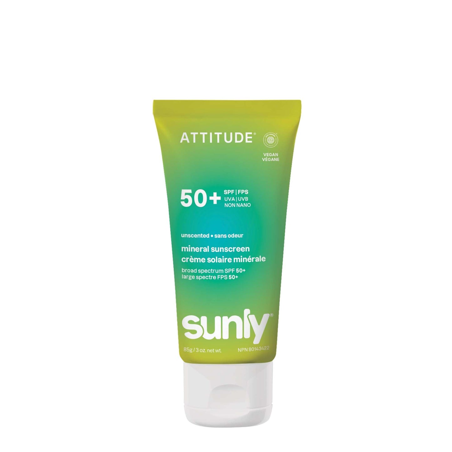 ATTITUDE Mineral Sunscreen SPF 50, Broad Spectrum Zinc Oxide, EWG Verified, Mineral-Based, Non-Nano, Lightweight Cream, Vegan, Unscented, 80 grams 🍁 All In One Marketplace Canada