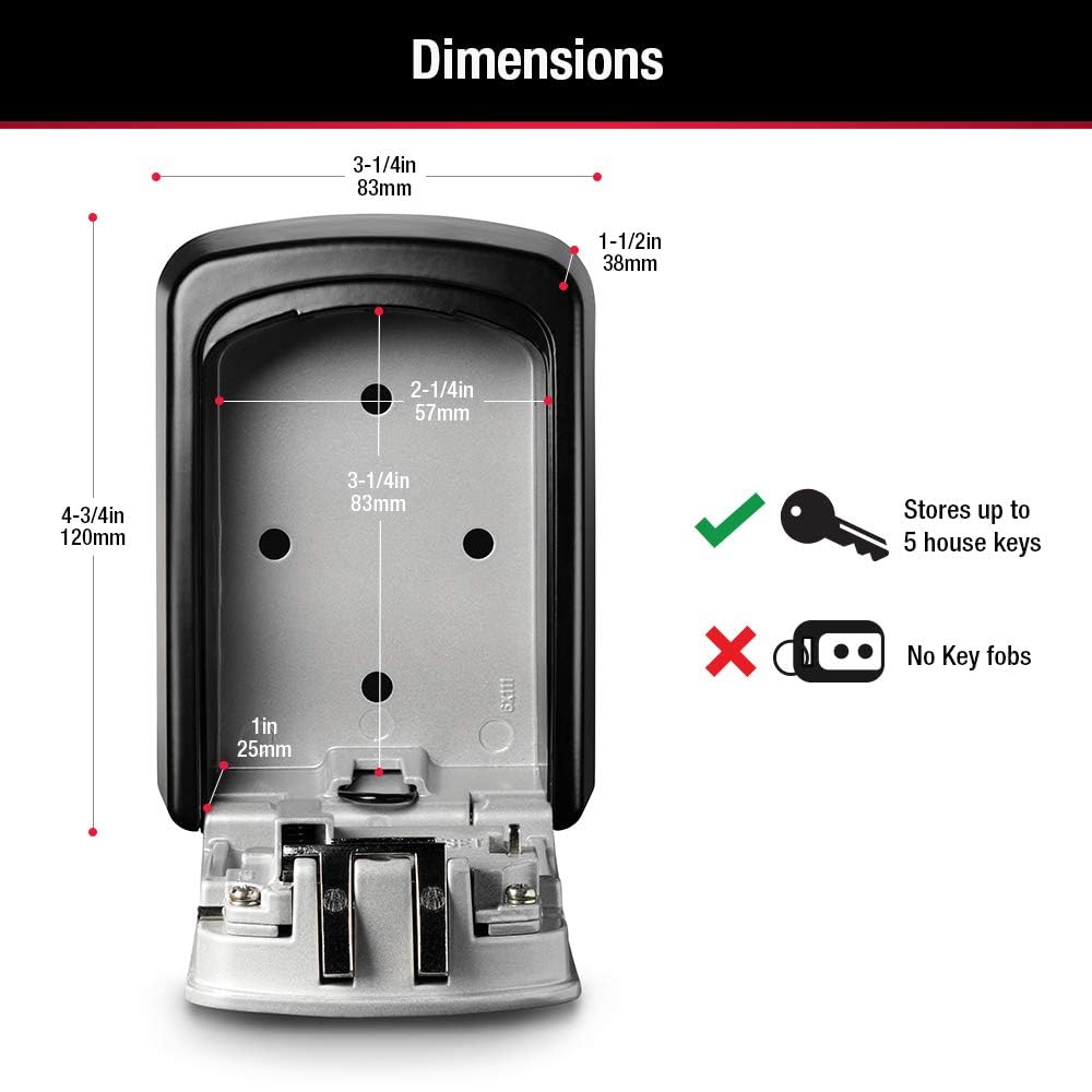 Master Lock Wall Mount Key Lock Box with Resettable Combination Lock, Outdoor Key Lock Box, 5 Key Capacity, 5401D 🍁 All In One Marketplace Canada