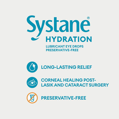 Systane Hydration Preservative-Free Lubricant Eye Drops for Dry Eyes, Long-Lasting Dry Eye Relief Hydrating Eye Drops, Ideal for LASIK or Cataract Patients - 30x0.7mL - Available at All In One Marketplace Canada