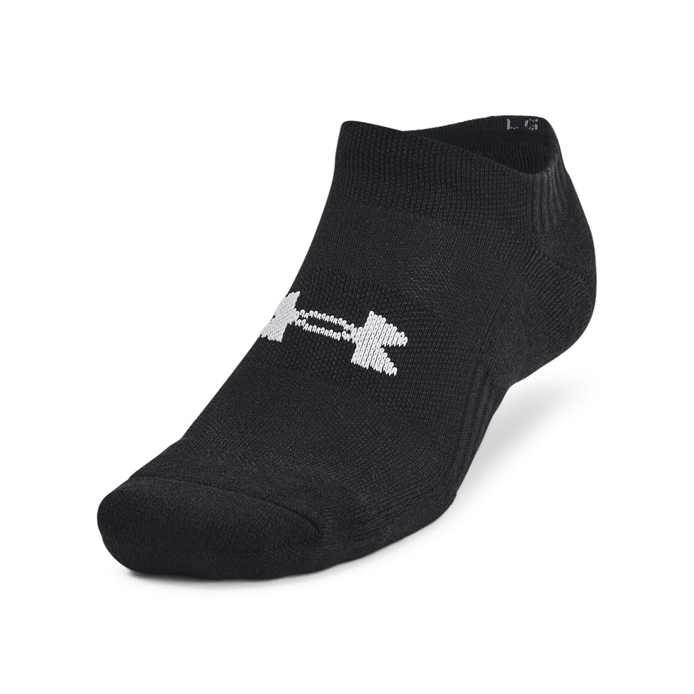 Under Armour Unisex Adult Training Cotton No Show Socks (6 Pairs), (001) Black/Black/White, Large Under Armour