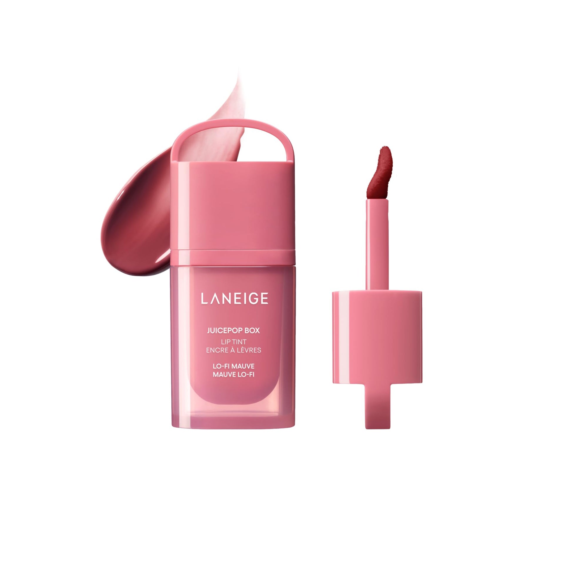 LANEIGE JuicePop Box Lip Tint: 12‑HR Hydrating Lightweight Stain with Buildable Juicy Color & Nourishing Shine, a K‑Beauty Lip Essential for Long‑Lasting Comfort, Lo-Fi Mauve LANEIGE