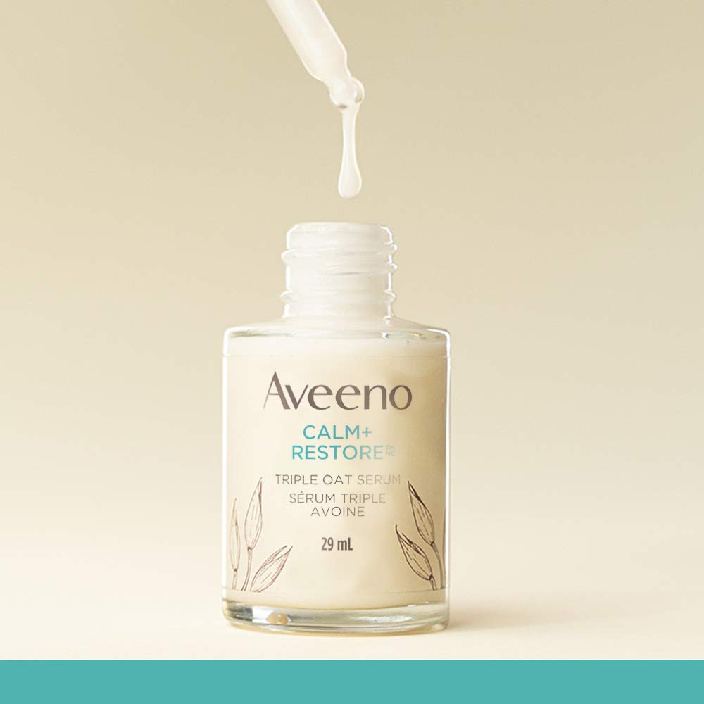 Aveeno Calm + Restore Triple Oat Serum, Dry Sensitive Skin Moisturizer, Oat, Feverfew, Daily Skincare, Fragrance Free, 29-mL 🍁 All In One Marketplace Canada