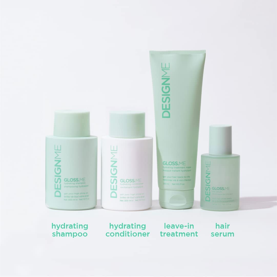 Design.Me GLOSS.ME Hydrating Shampoo | Hemp & Argan Oil Shampoo Adds Softness & Shine | Straight, Wavy, or Curly Hair Shampoo | Sulfate-Free & Color-Safe Moisturizing Shampoo for Dry Hair, 10 Fl Oz - Available at All In One Marketplace Canada