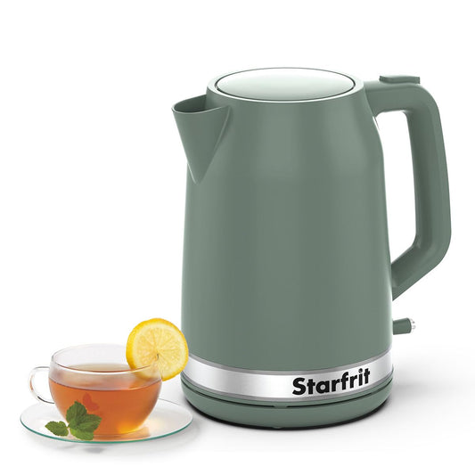 Starfrit Electric Kettle - 1.7L Capacity - Water Level Indicator - Automatic Shut-Off - 1500W – Sage - Available at All In One Marketplace Canada