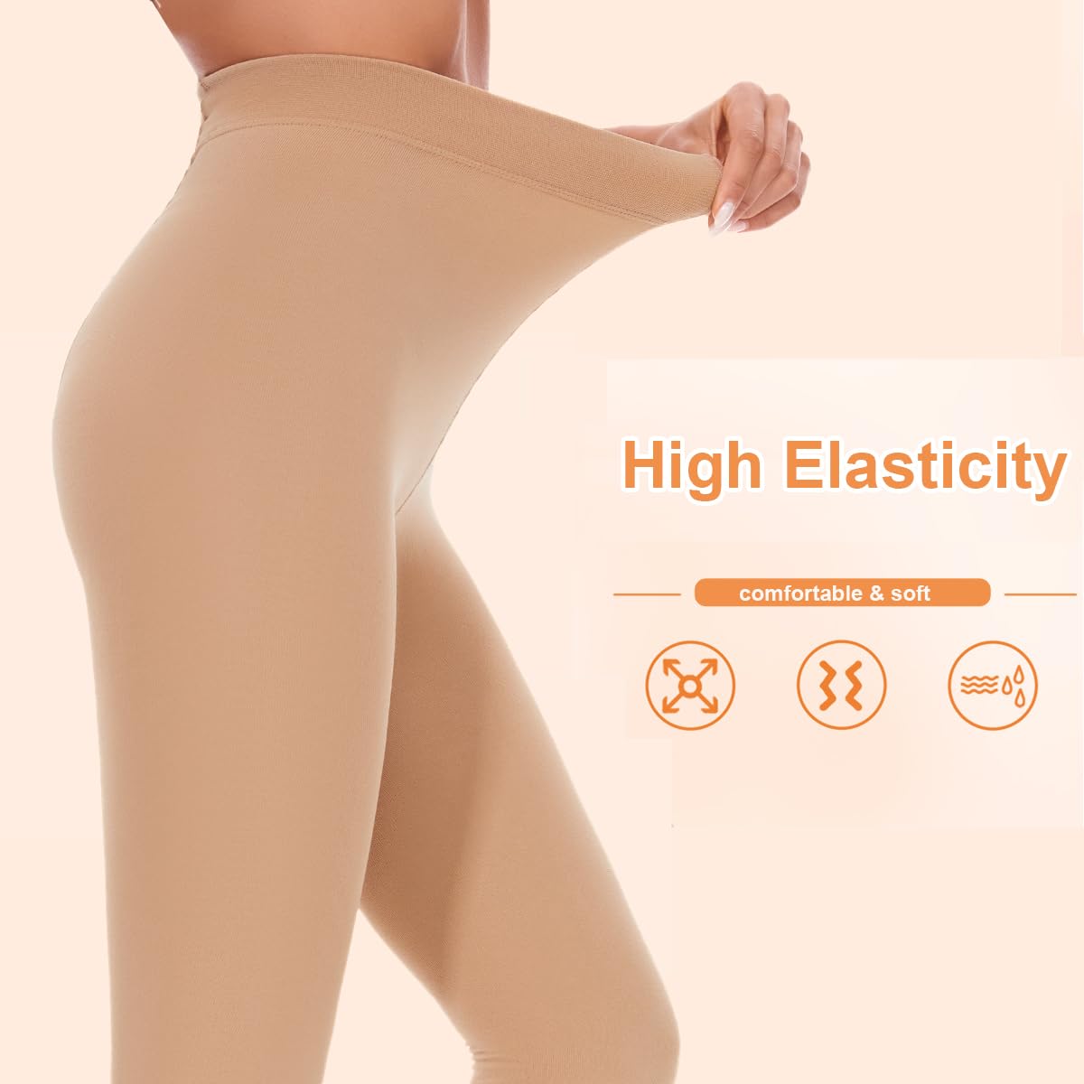 DUCMODA Fleece Lined Tights for Women, Warm Thermal Winter Pantyhose, Soft Opaque Thick Leggings-Beige-S-M 🍁 All In One Marketplace Canada