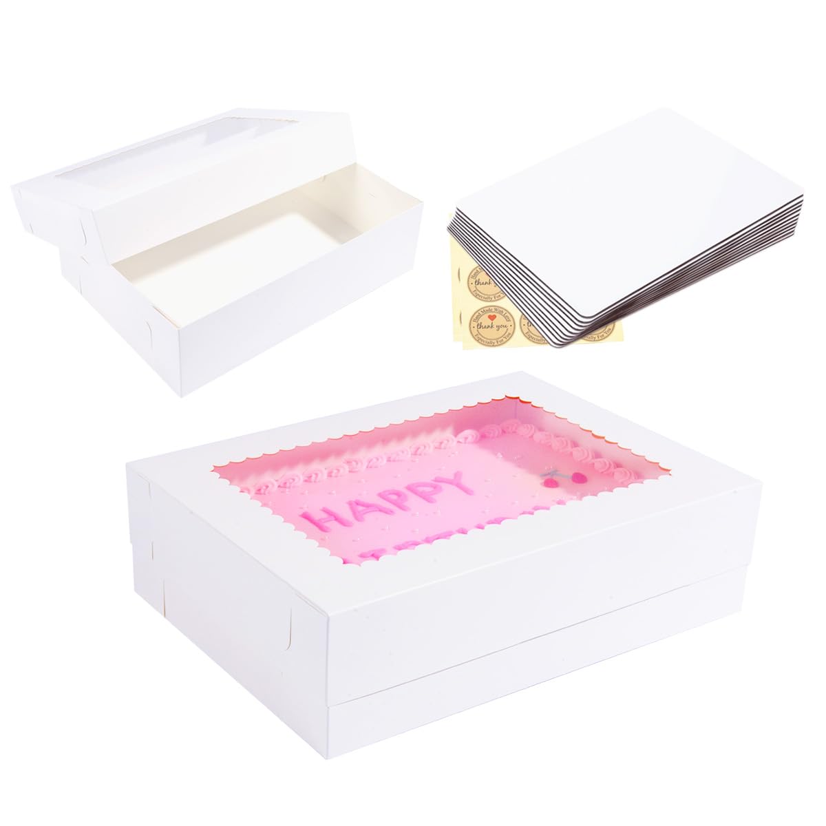 Huoshange 14x10x4 Inches 10 Pack Cake Boxes with Cake Boards 🍁 All In One Marketplace Canada