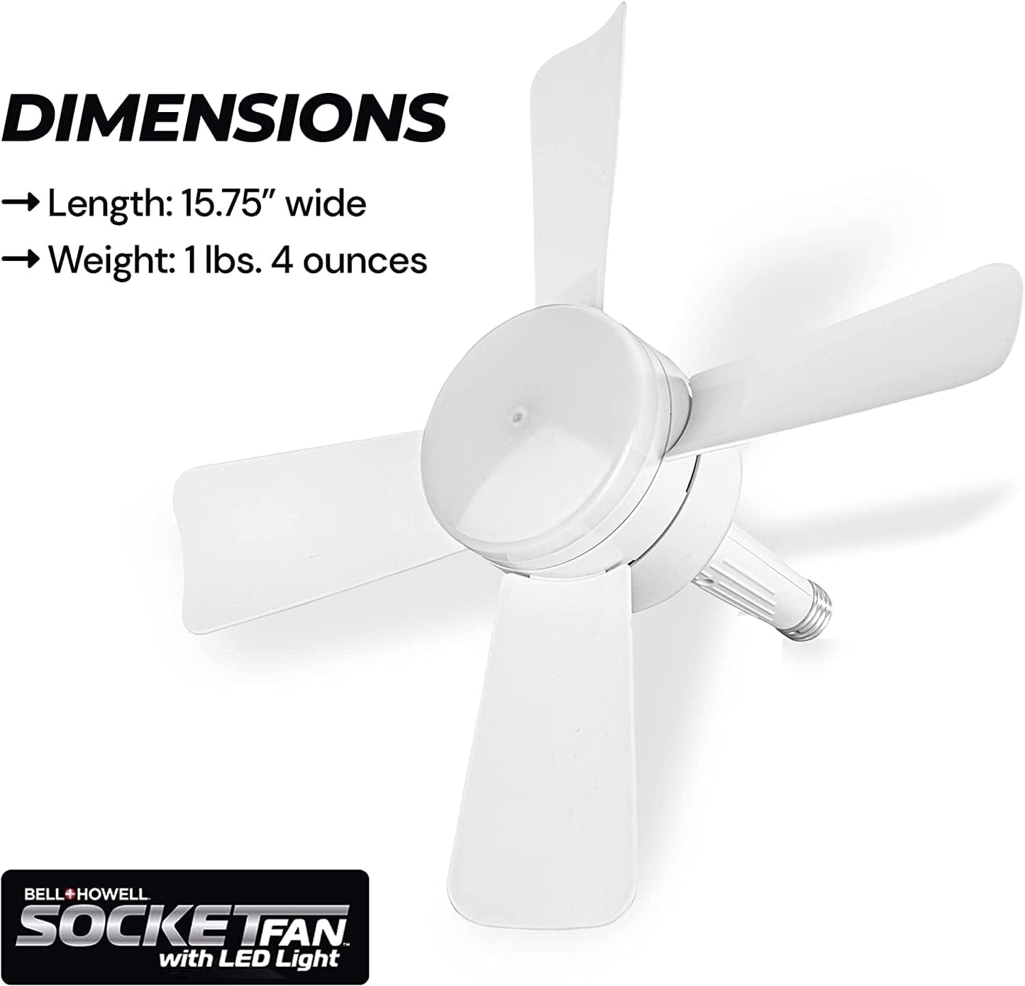 Socket Fan Light AS SEEN ON TV – Ceiling Fan with Lights and Remote, Ceiling Fan with Lights for Bedroom, Ventilateur Plafond, Screws into Light Socket, Ceiling Fans with 3 Light/Fan Modes