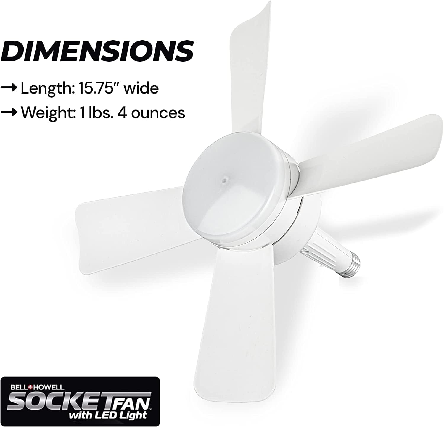 Socket Fan Light AS SEEN ON TV – Ceiling Fan with Lights and Remote, Ceiling Fan with Lights for Bedroom, Ventilateur Plafond, Screws into Light Socket, Ceiling Fans with 3 Light/Fan Modes