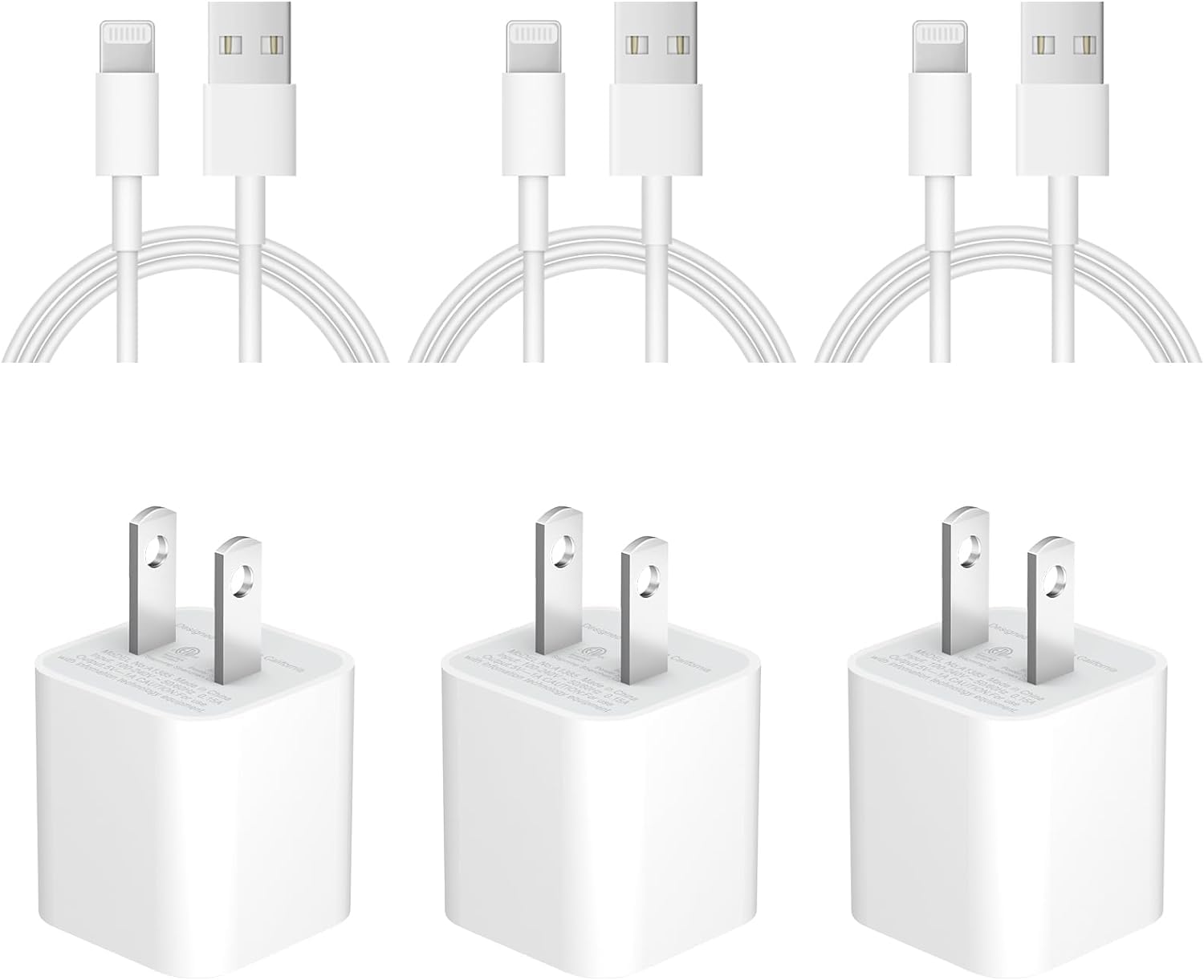 iPhone Charger Fast Charging [Apple MFi Certified] 3 Pack USB A Charger Block with 6ft USB A to Lightning Cable Compatible with iPhone 14 13/12/11/XS/XR/X 8 7/iPad - Available at All In One Marketplace Canada