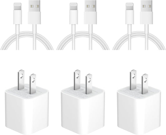 iPhone Charger Fast Charging [Apple MFi Certified] 3 Pack USB A Charger Block with 6ft USB A to Lightning Cable Compatible with iPhone 14 13/12/11/XS/XR/X 8 7/iPad - Available at All In One Marketplace Canada