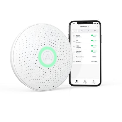 AIRTHINGS Wave Plus Indoor Air Quality Monitor with Radon Detection Free App & Web Dashboard Easy-to-Use Radon, Tvocs, Co2, Temperature, Humidity & Air Pressure “ Bluetooth Battery Operated,White 🍁 All In One Marketplace Canada