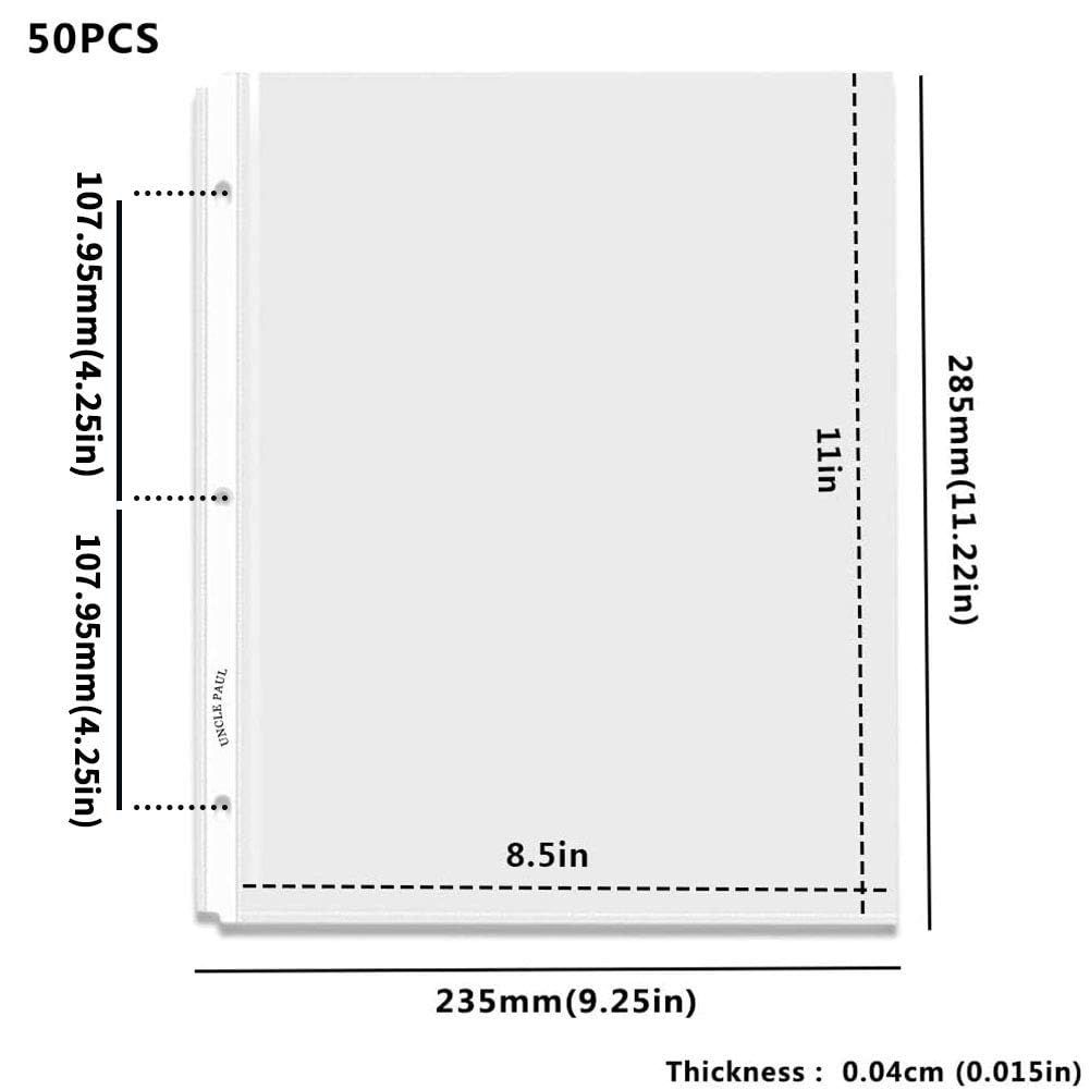 Sheet Protectors - 50 Sheets 4 mils[0.04mm] Strong Extra Heavyweight Clear Top Load 8.5 x 11 Inch Highlight Transparent Acid-Free for 3 Ring Binder OS0150
