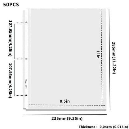 Sheet Protectors - 50 Sheets 4 mils[0.04mm] Strong Extra Heavyweight Clear Top Load 8.5 x 11 Inch Highlight Transparent Acid-Free for 3 Ring Binder OS0150