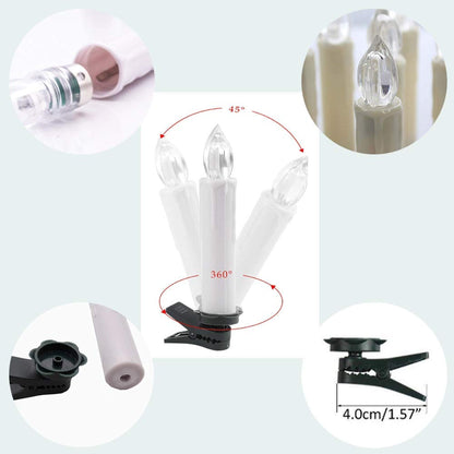 HANNAHONG 10 pcs LED Flamessless Taper Candles with Remote,Small Mini Flickering Wax,Battery Operated Window Clips Lights for Stick Candelabra,Wreath,Christmas Tree Decor 🍁 All In One Marketplace Canada