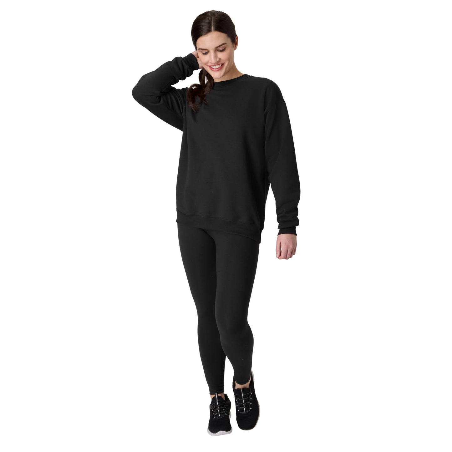 Hanes Men's Sweatshirt, EcoSmart Fleece Crewneck Sweatshirt, Cotton-Blend Fleece Sweatshirt, Plush Fleece Pullover Sweatshirt, Black, Large 🍁 All In One Marketplace Canada