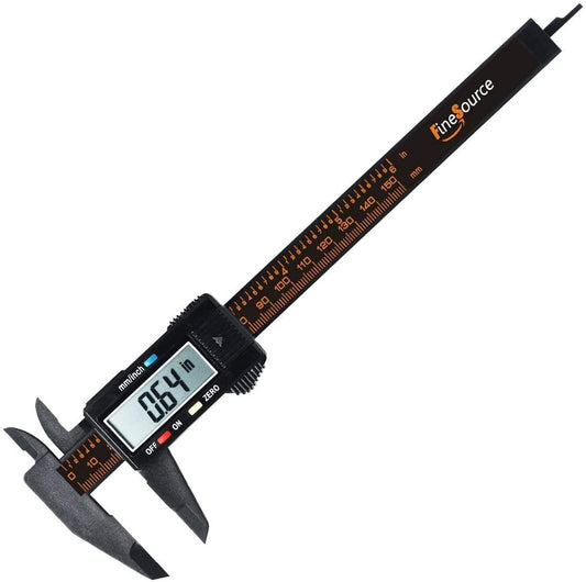 FineSource Electronic Digital Caliper Inch/Metric Conversion 0-6 Inch/150 mm Carbon Fiber Gauge Micrometer Extra Large LCD Screen Auto Off Featured Measuring Tool (Black)