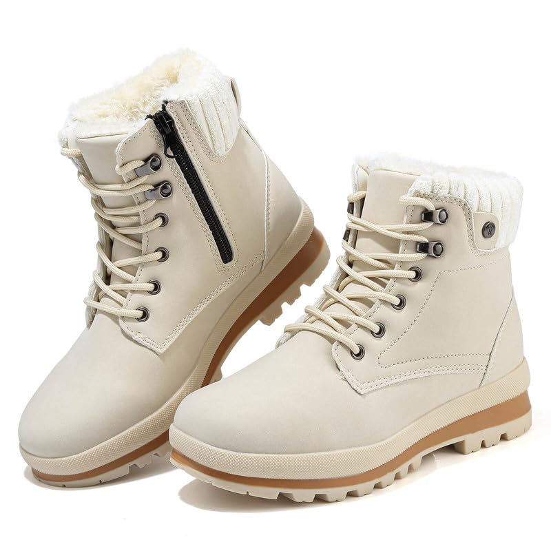 Womens Snow Boots Waterproof Warm Fur Lined Ankle Booties Ladies Lace Up Hiking boots Non Slip Platform Boots with Side Zipper Outdoor Winter Boots 🍁 All In One Marketplace Canada