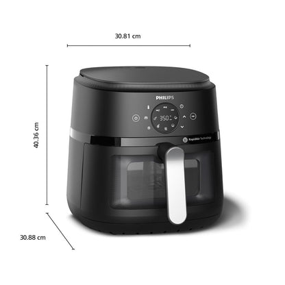 Philips Air Fryer 2000 Series - 13-in-1 functions, 6.2L, Compact Design with Cooking Window, Black, (NA231/00) PHILIPS