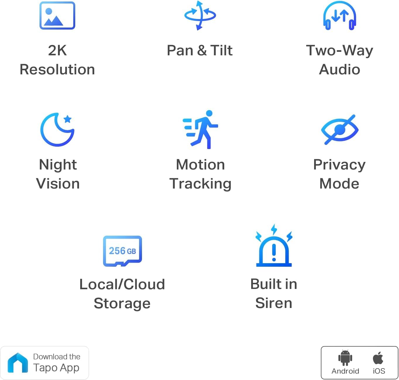 Tapo 2K Pan/Tilt Indoor Security WiFi Camera, 2 Pack, Baby & Pet Camera w/ 360° Motion Tracking, 2-Way Audio, Night Vision, Cloud & Local Storage (Up to 256 GB), Works w/Alexa & Google (Tapo C210P2)