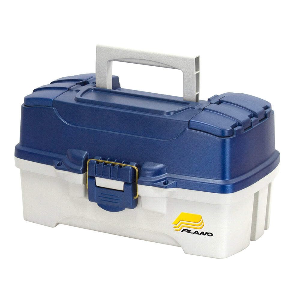 Plano 2-Tray Tackle Box with Dual Top Access, Blue Metallic/Off White Plano