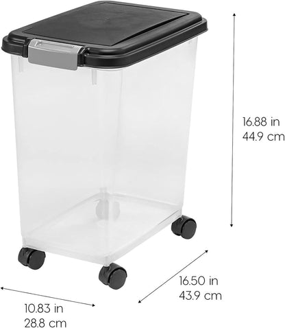 IRIS USA WeatherPro Airtight Pet Food Storage Container, 13.6 kg, Black