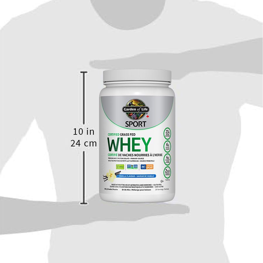 Garden of Life Sport Certified Grass Fed Whey, Vanilla, 640g